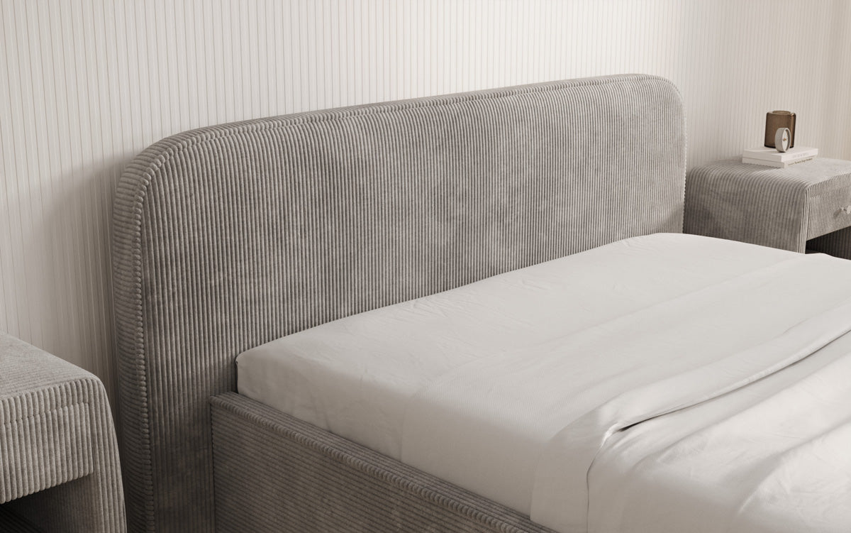 Designer Polsterbett Nola in Cord mit Stauraum