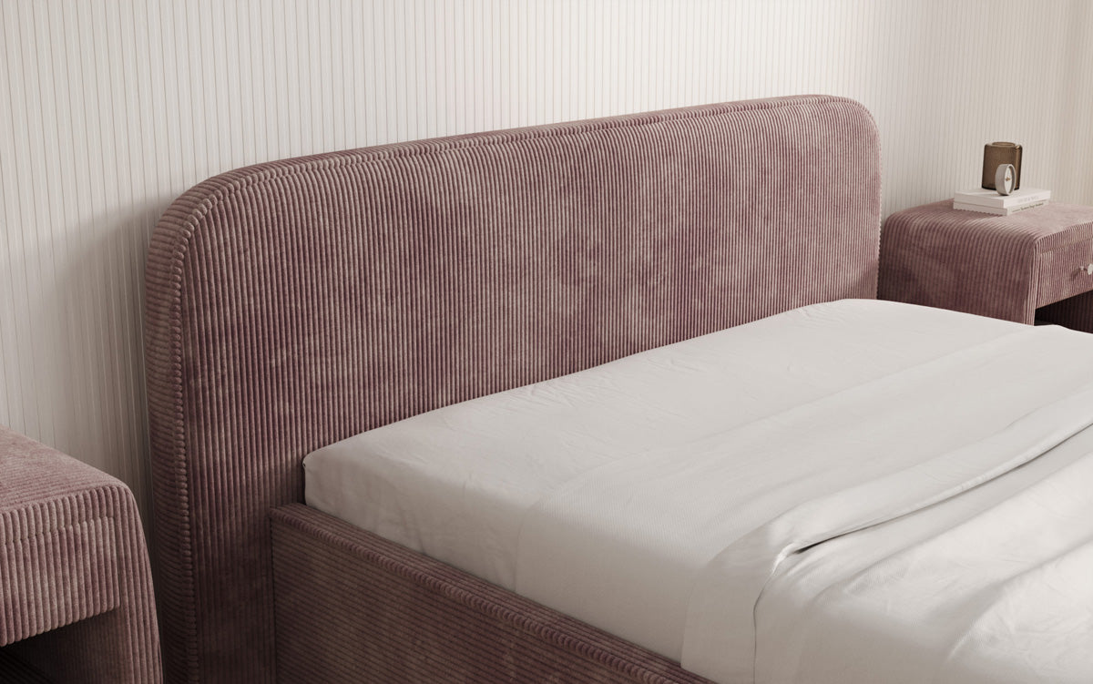 Designer Polsterbett Nola in Cord mit Stauraum