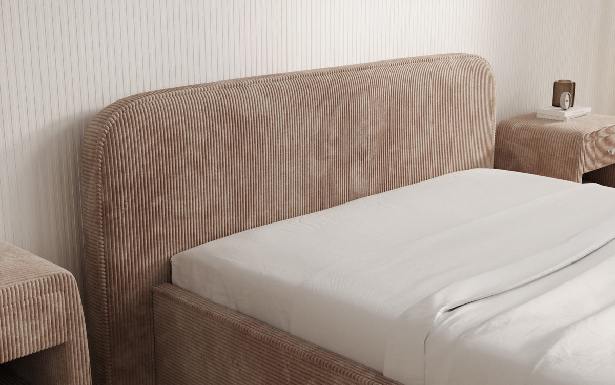 Designer Polsterbett Nola in Cord mit Stauraum