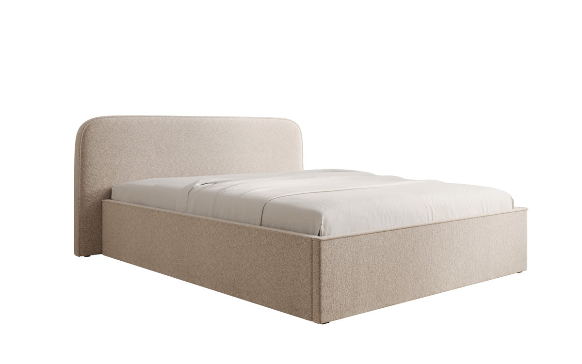 Designer Polsterbett Nola in Strukturstoff mit Stauraum