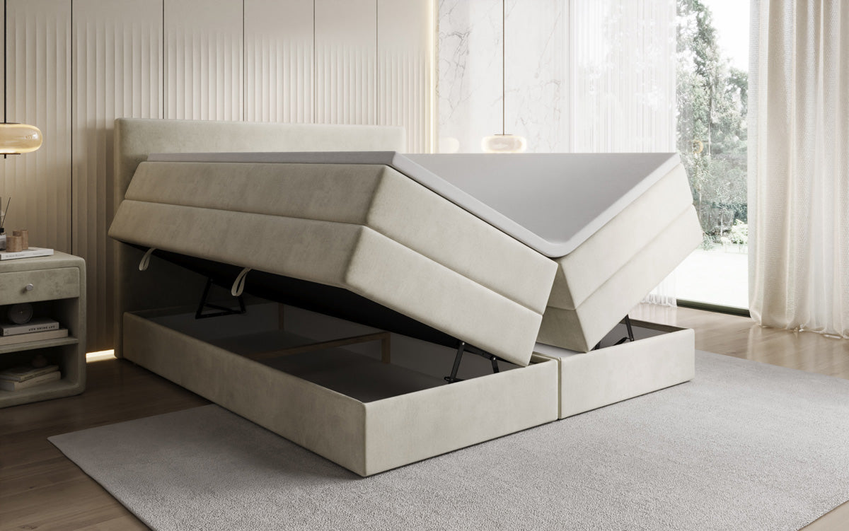 Boxspringbett Kubo King mit Stauraum in Samt