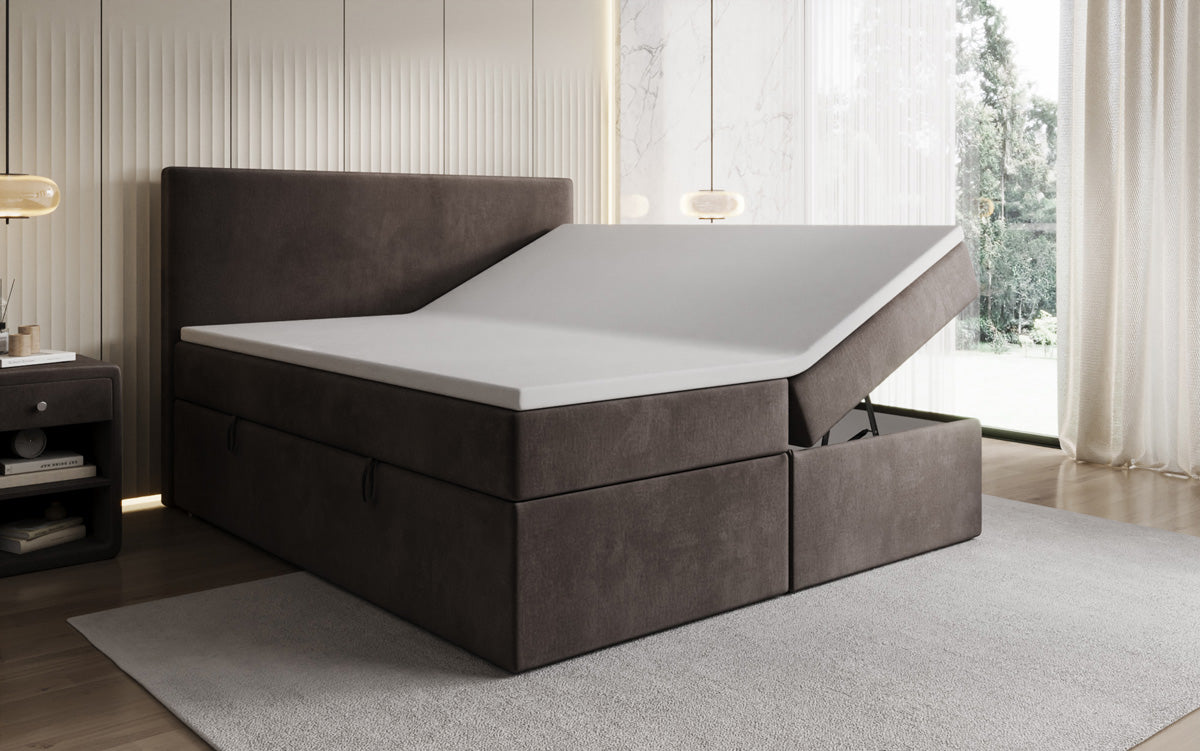 Boxspringbett Kubo mit Stauraum in Samt
