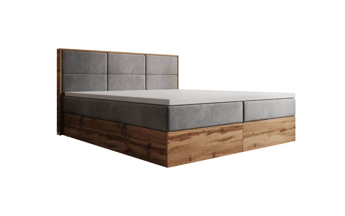 Boxspringbett Timber Panel mit Stauraum in Samt