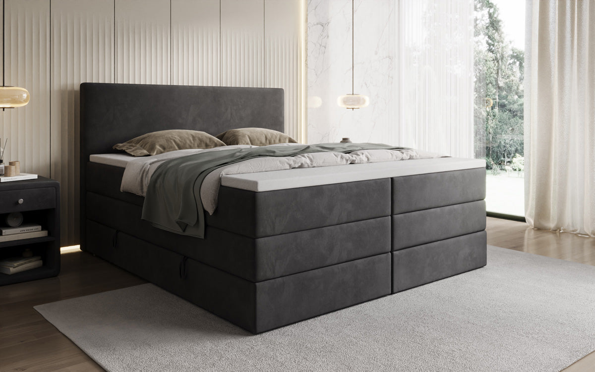 Boxspringbett Kubo King mit Stauraum in Samt