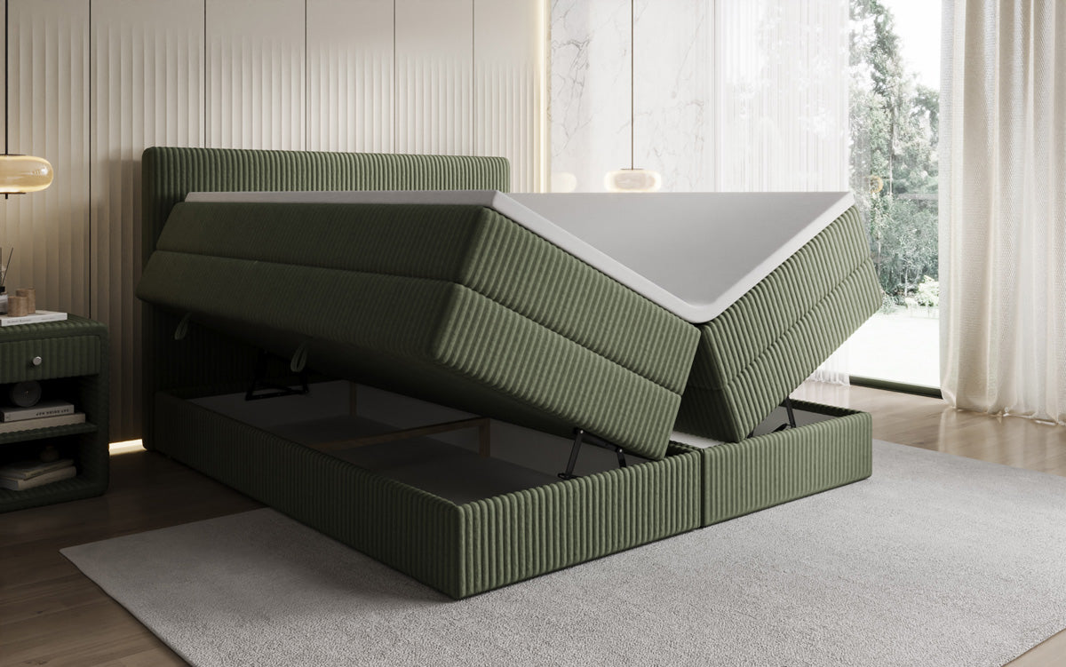 Boxspringbett Kubo King in Cord mit Stauraum