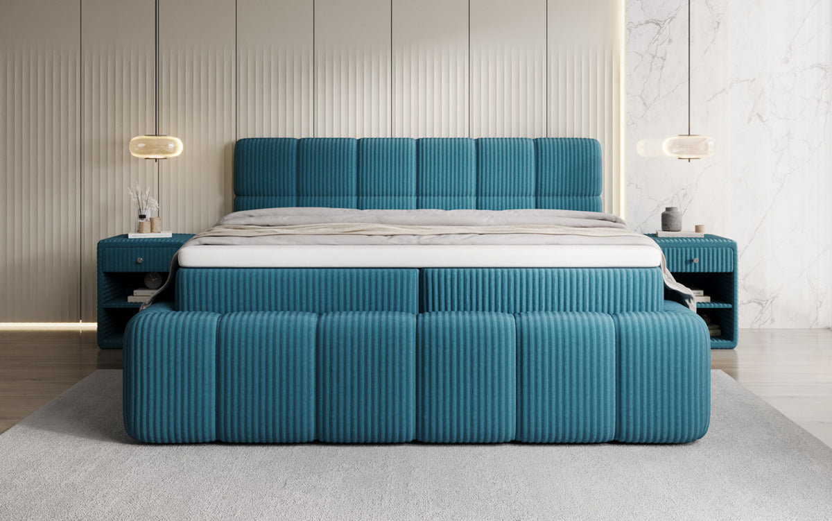 Boxspringbett Bombo in Cord mit Stauraum