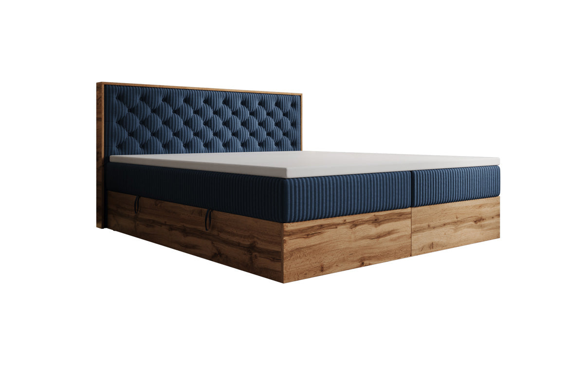 Boxspringbett Timber Chester in Cord mit Stauraum