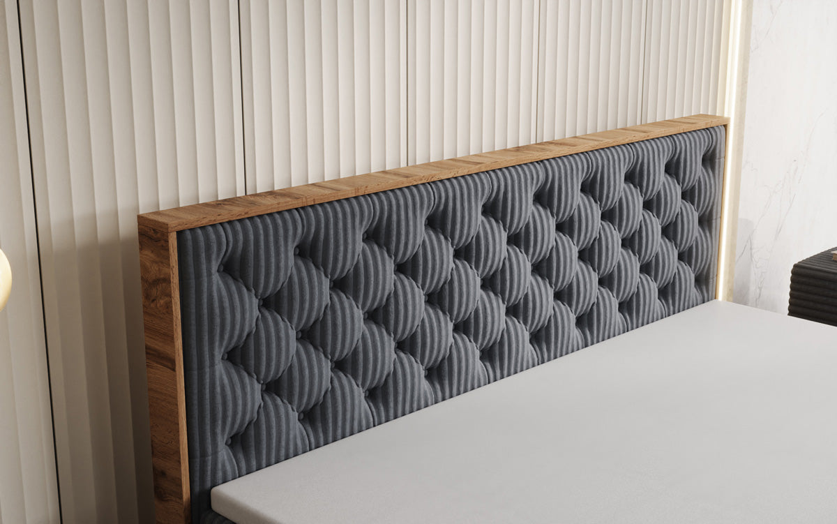 Boxspringbett Timber Chester in Cord mit Stauraum