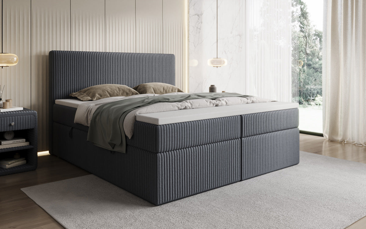 Boxspringbett Kubo in Cord mit Stauraum