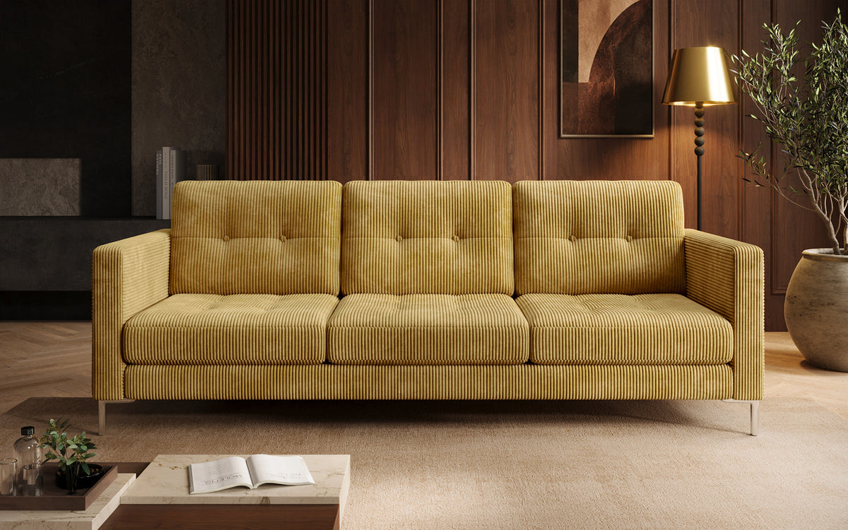 Designer 3 Sitzer Sofa Harvey mit Schlaf- und Klappfunktion in Cord