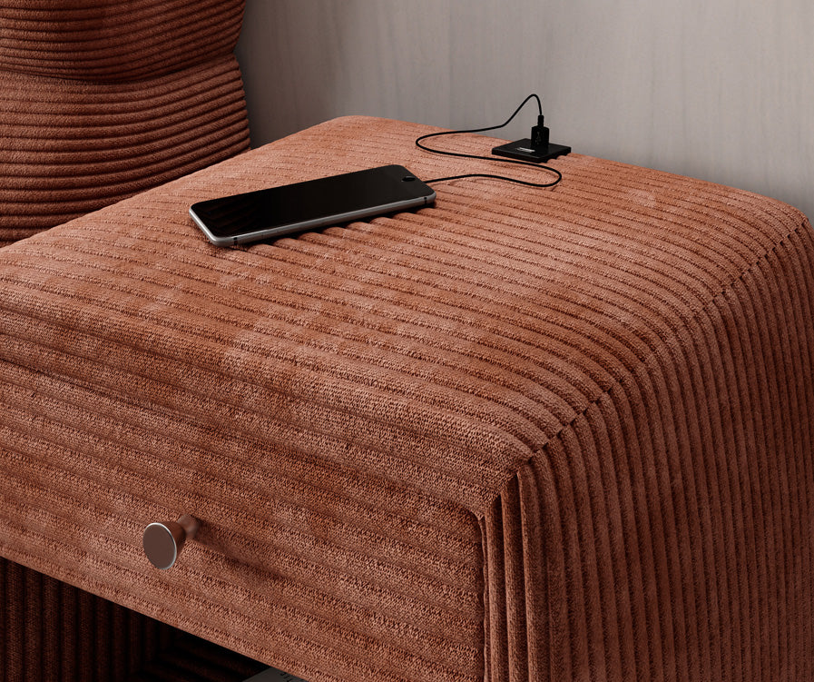 Designer Nachttisch Lilly mit USB Anschluss in Cord
