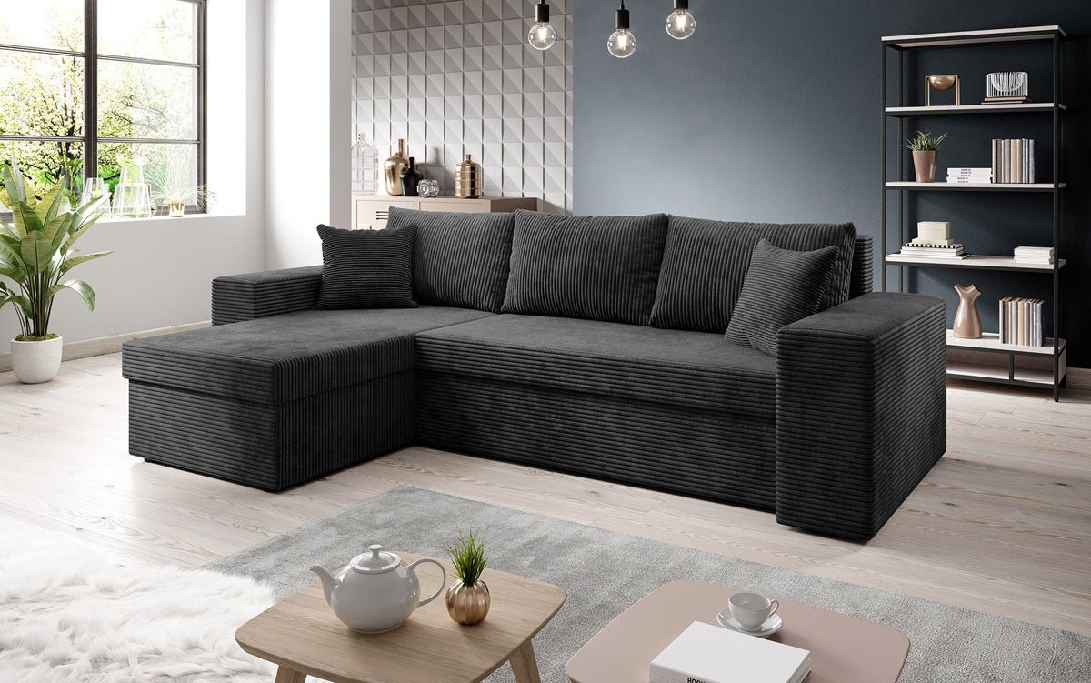 Designer Sofa Denver Cord mit Schlaf- und Klappfunktion