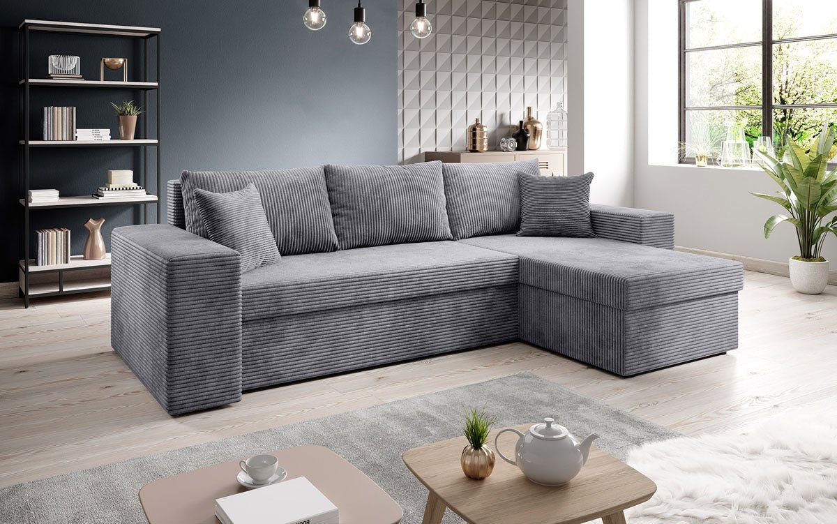 Designer Sofa Denver Cord mit Schlaf- und Klappfunktion