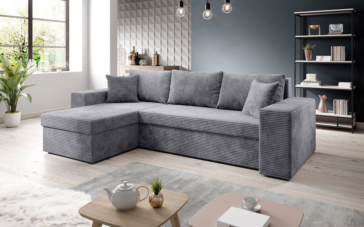 Designer Sofa Denver Cord mit Schlaf- und Klappfunktion