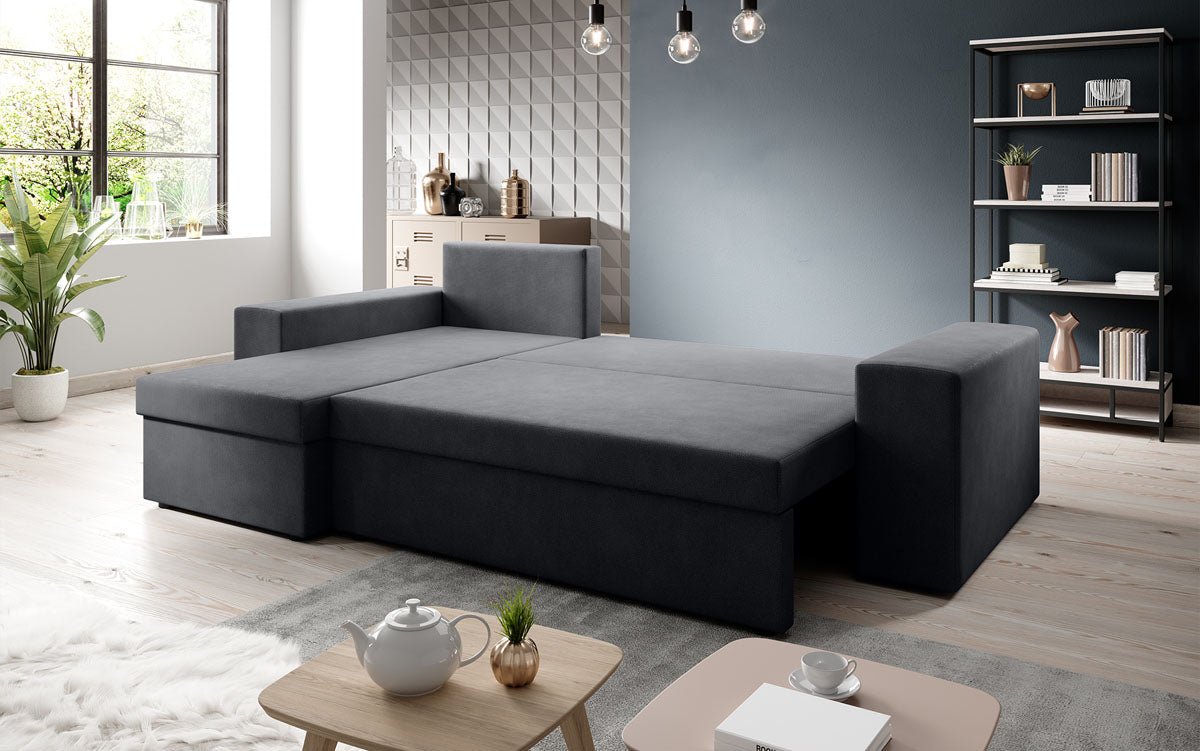 Designer Sofa Denver Stoff mit Schlaf- und Klappfunktion