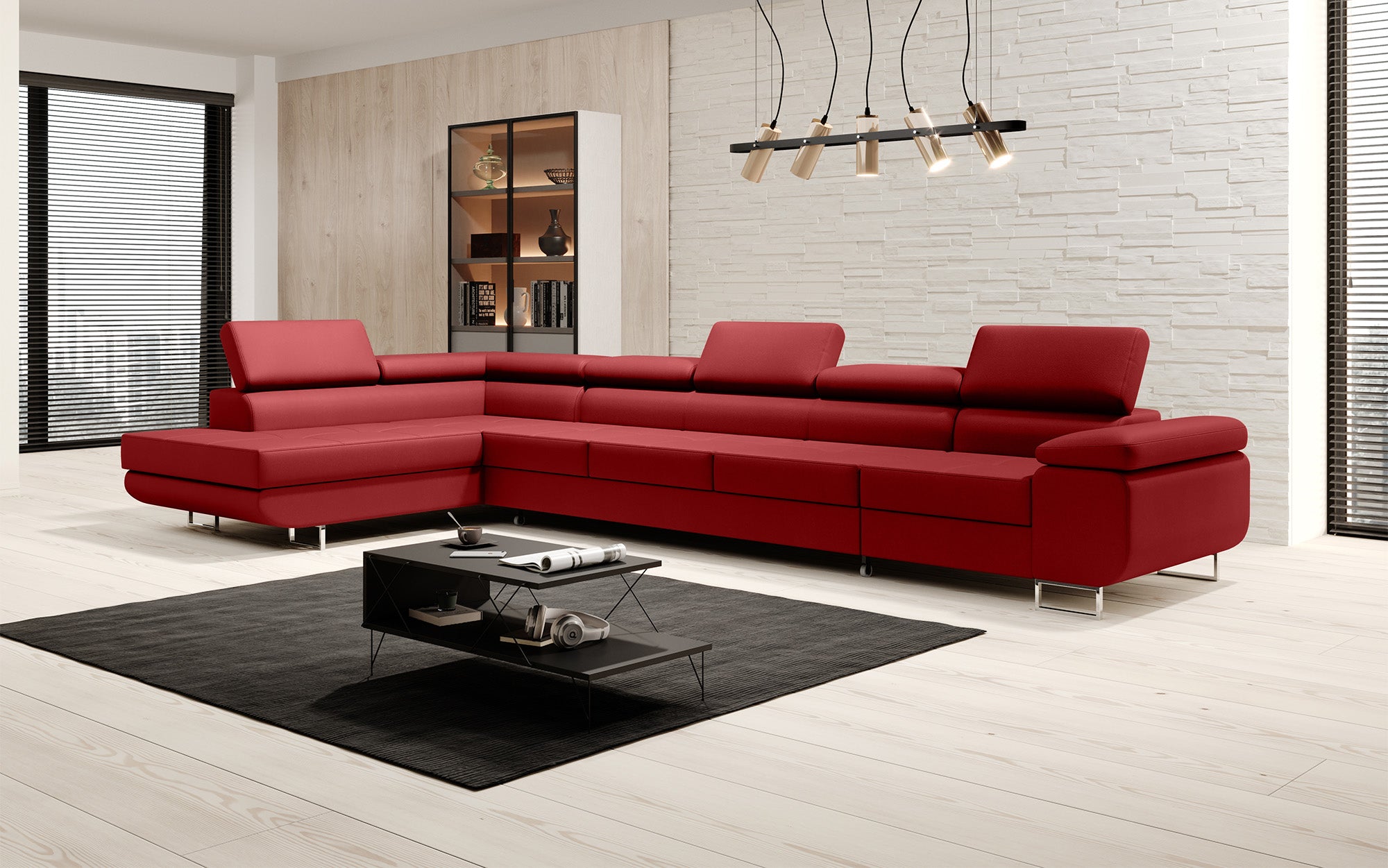Designer Sofa Maxi mit Schlaf - und Klappfunktion in Kunstleder