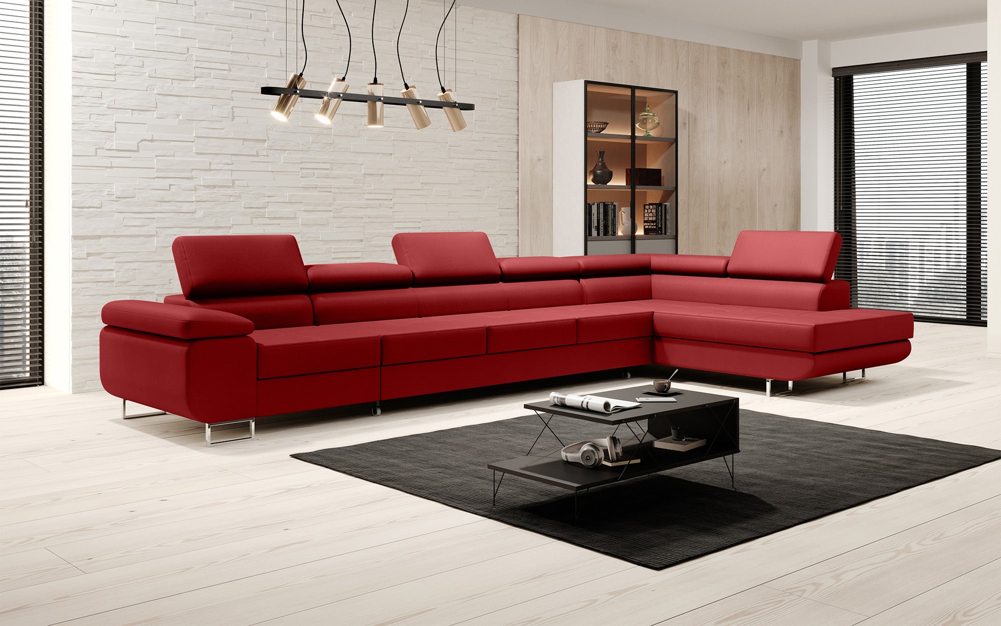 Designer Sofa Maxi mit Schlaf - und Klappfunktion in Kunstleder