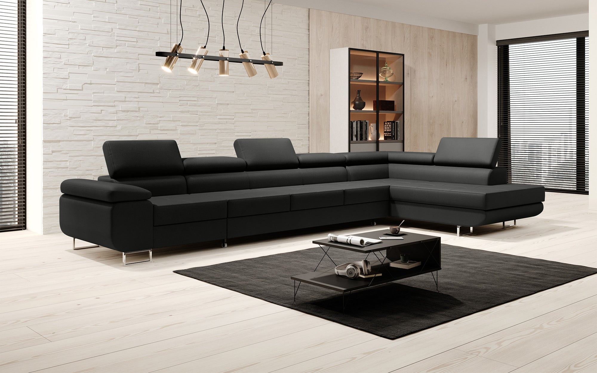 Designer Sofa Maxi mit Schlaf - und Klappfunktion in Kunstleder