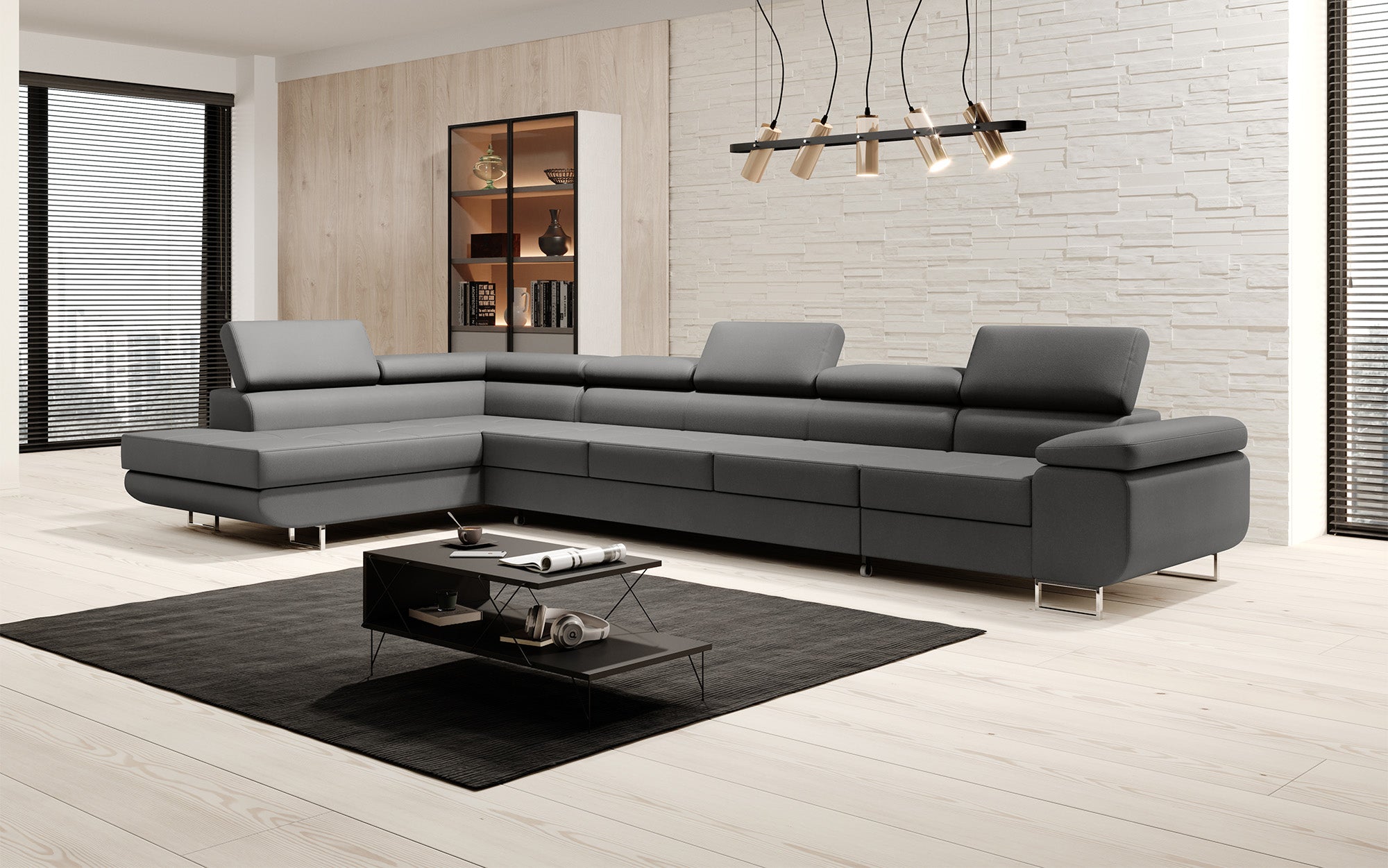 Designer Sofa Maxi mit Schlaf - und Klappfunktion in Kunstleder