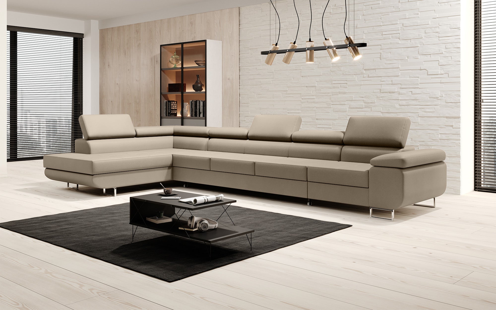 Designer Sofa Maxi mit Schlaf - und Klappfunktion in Kunstleder