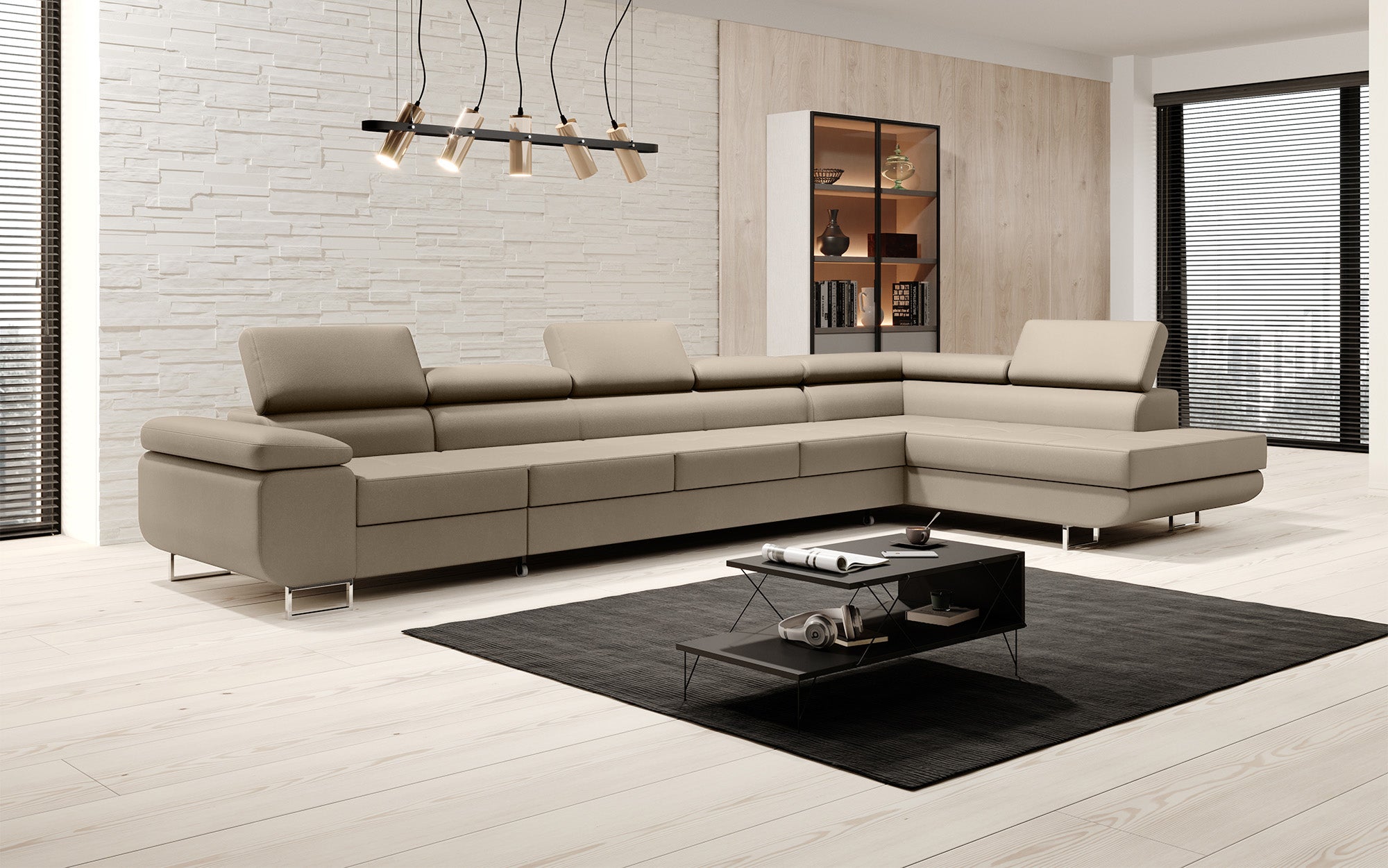 Designer Sofa Maxi mit Schlaf - und Klappfunktion in Kunstleder