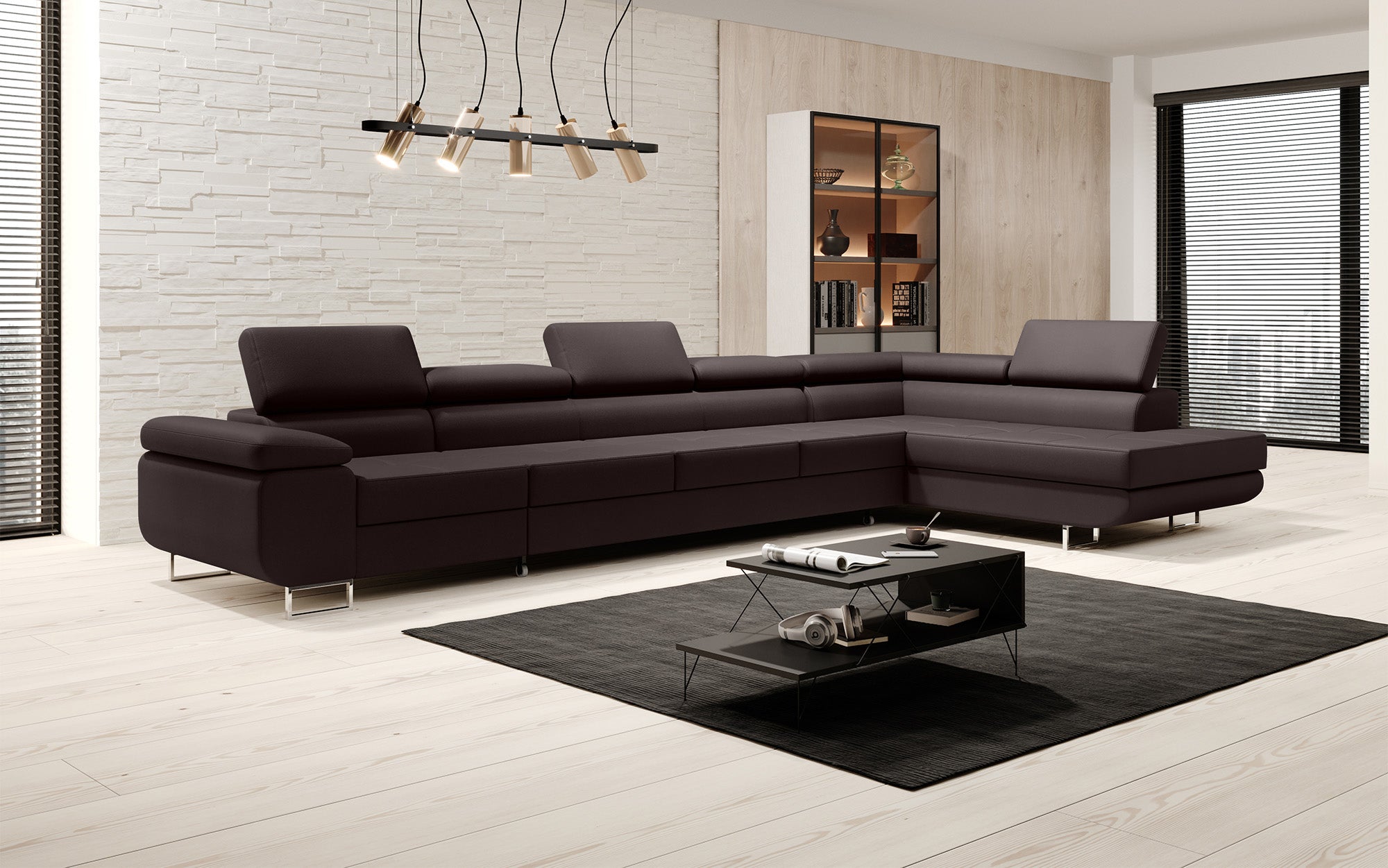 Designer Sofa Maxi mit Schlaf - und Klappfunktion in Kunstleder
