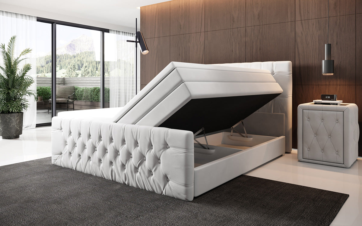 Boxspringbett Velutto mit Stauraum - Chesterfieldoptik