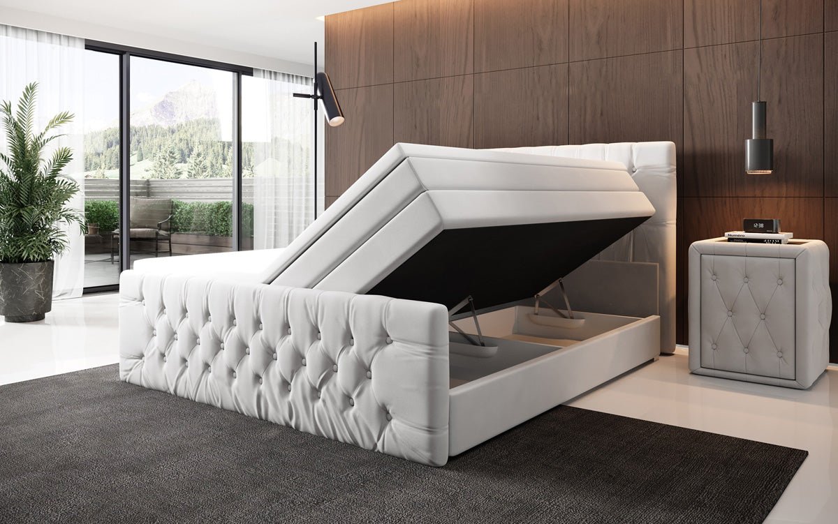 Boxspringbett Velutto mit Stauraum - Chesterfieldoptik