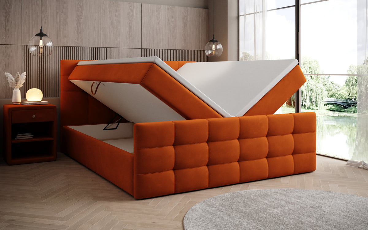 Boxspringbett Luxor Samt mit Stauraum