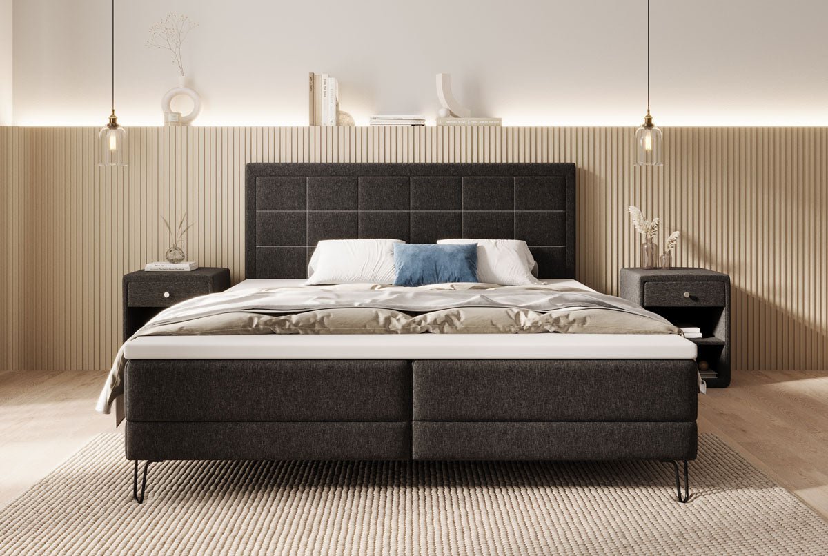 Boxspringbett Mariella mit Füßen in Stoff