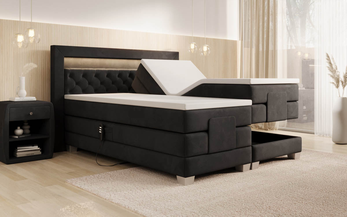Boxspringbett Velora Samt elektrisch verstellbar mit LED