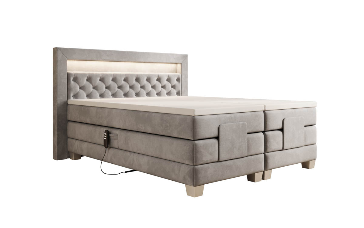 Boxspringbett Velora Samt elektrisch verstellbar mit LED
