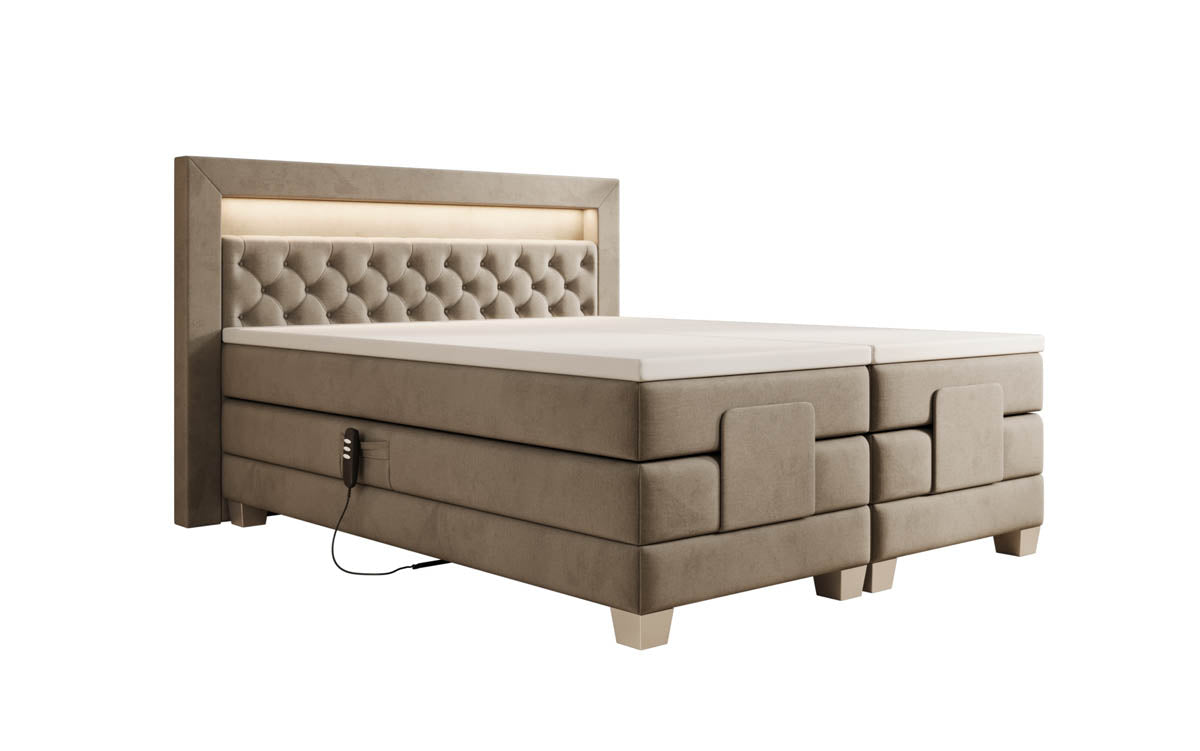 Boxspringbett Velora Samt elektrisch verstellbar mit LED