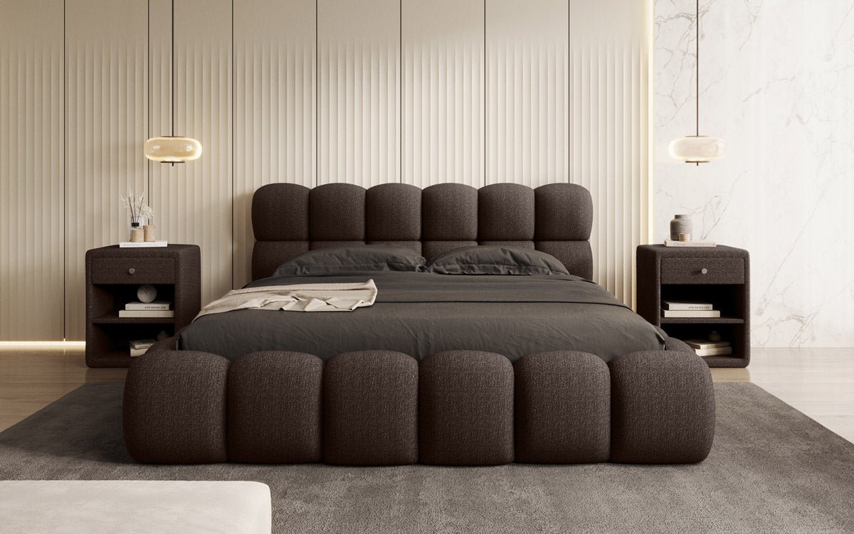 Designer Polsterbett Boston Bouclé mit Stauraum