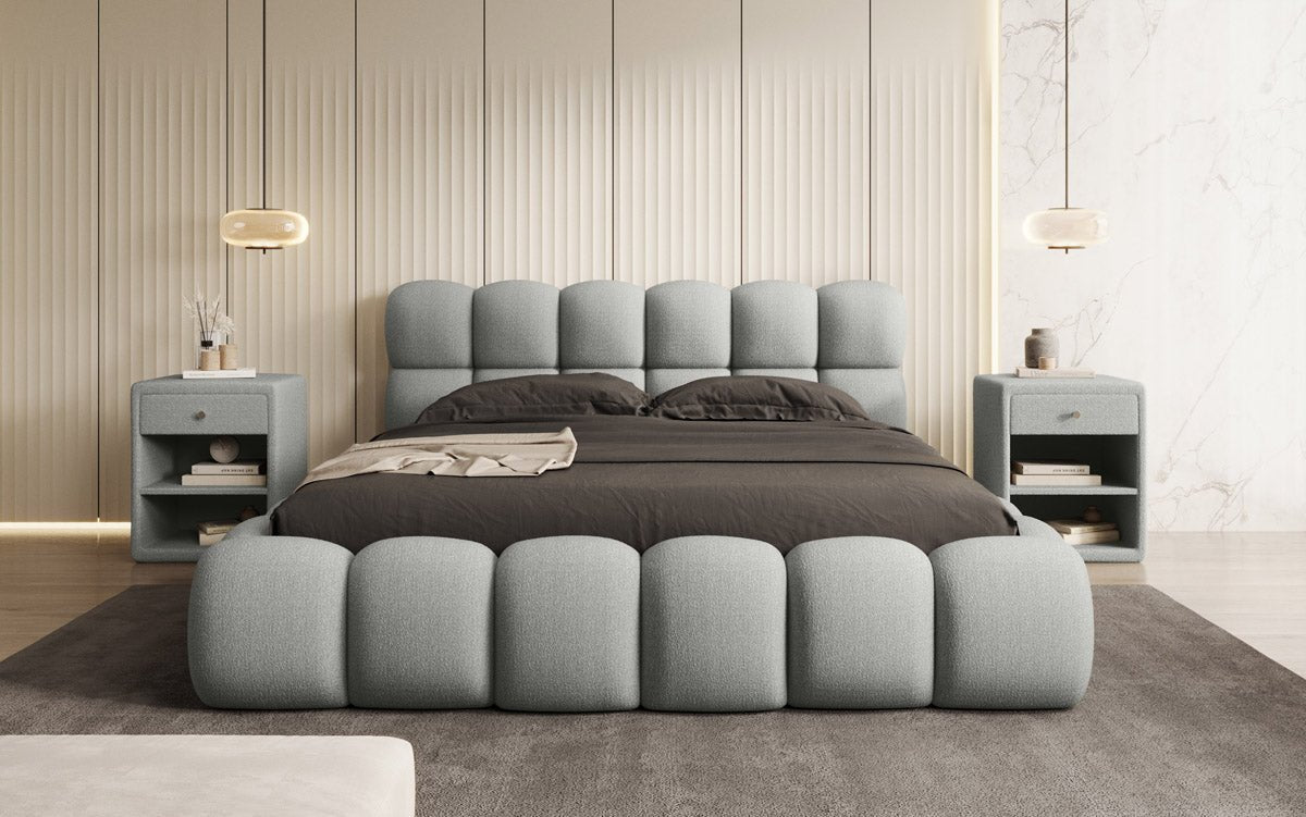 Designer Polsterbett Boston Bouclé mit Stauraum