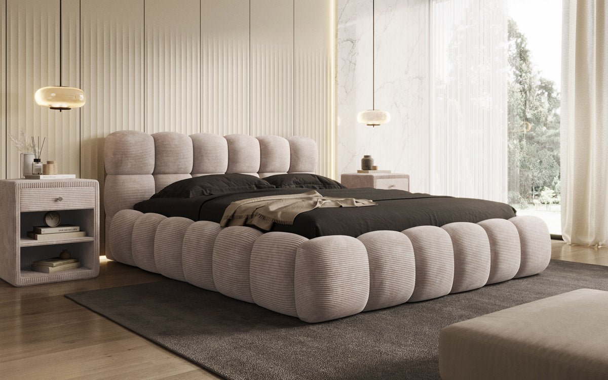 Designer Polsterbett Boston Cord mit Stauraum