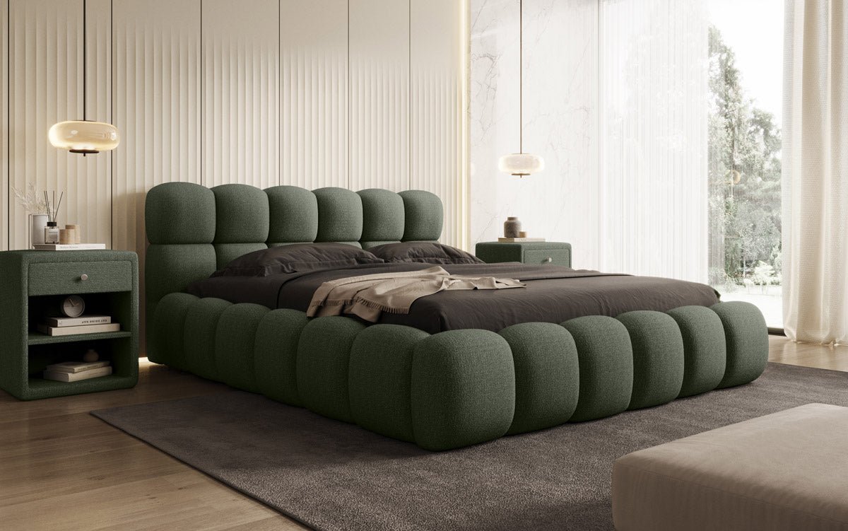 Designer Polsterbett Boston Bouclé mit Stauraum