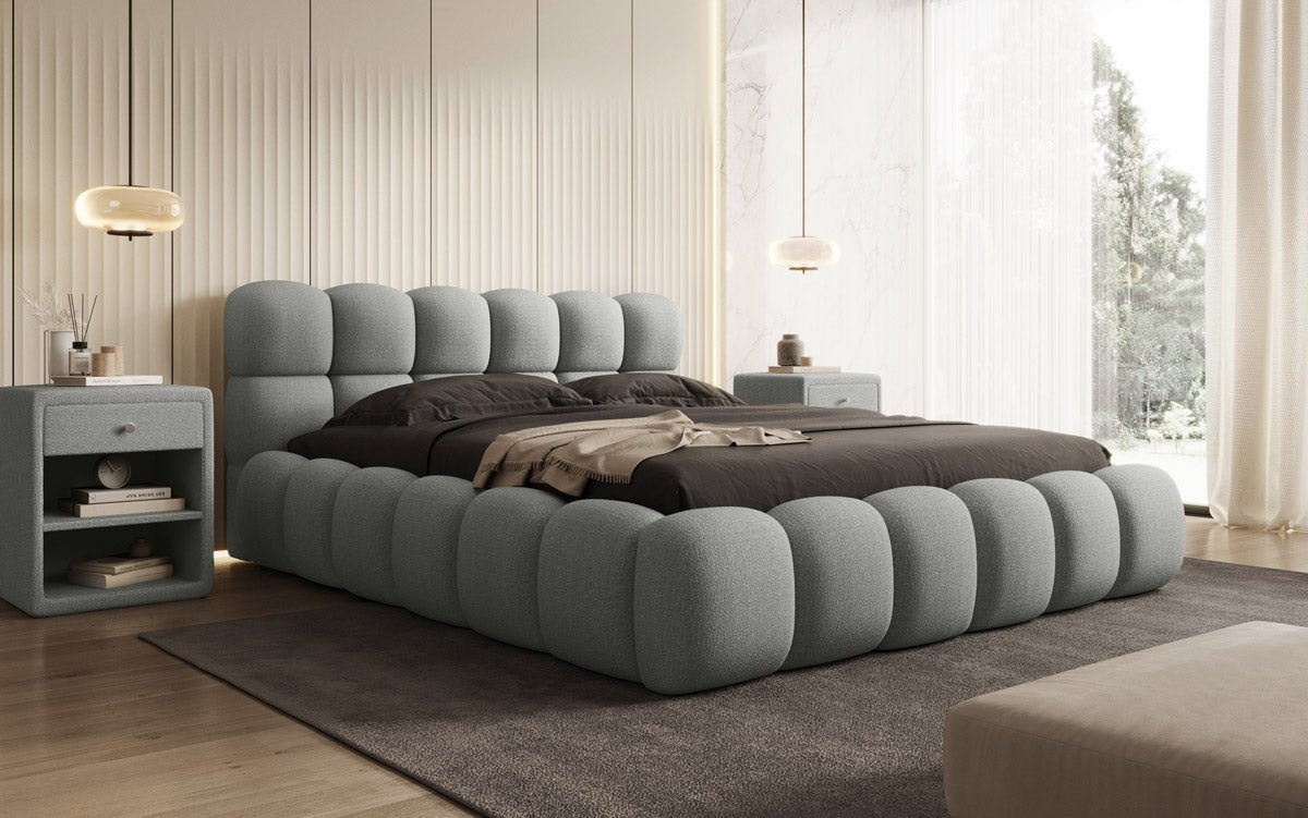 Designer Polsterbett Boston Bouclé mit Stauraum