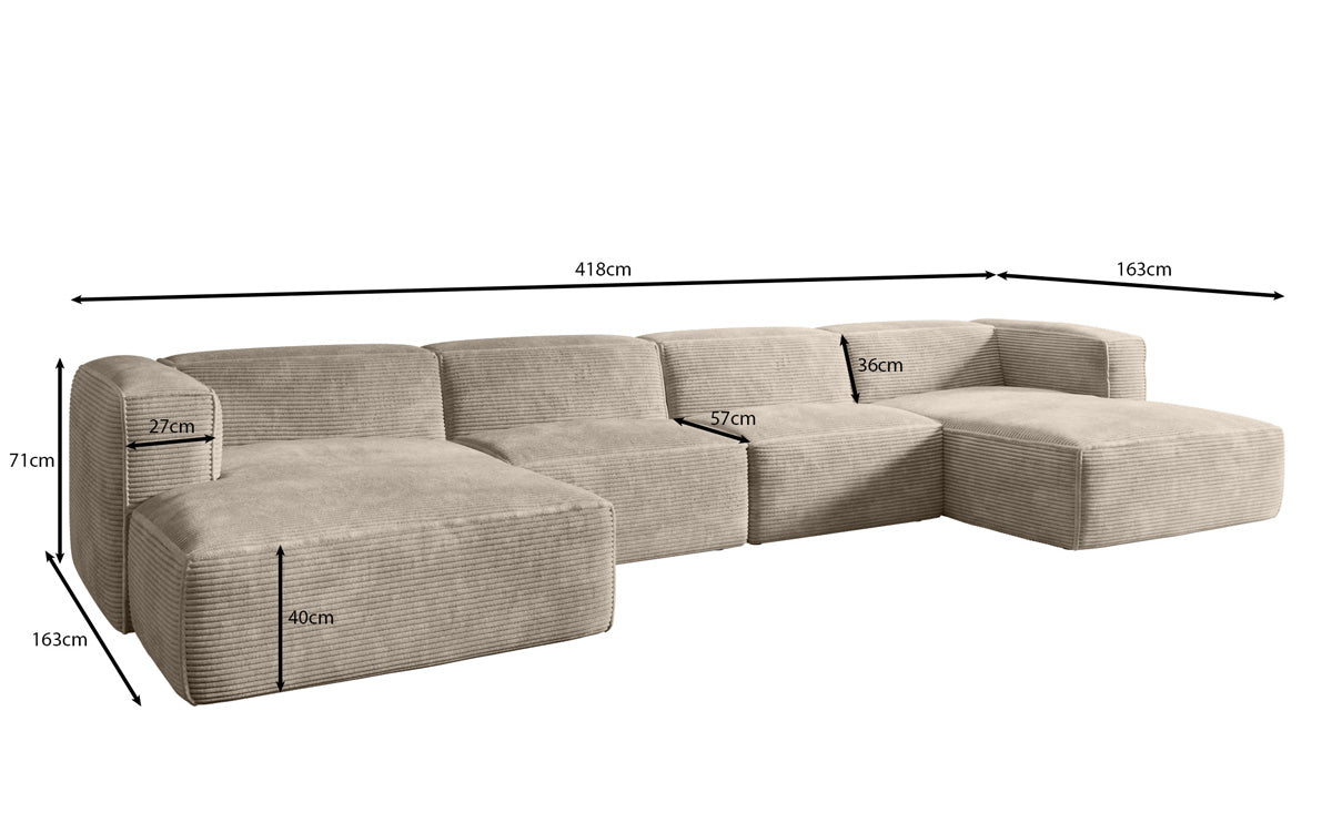 Designer Sofa Comfy U in Cord