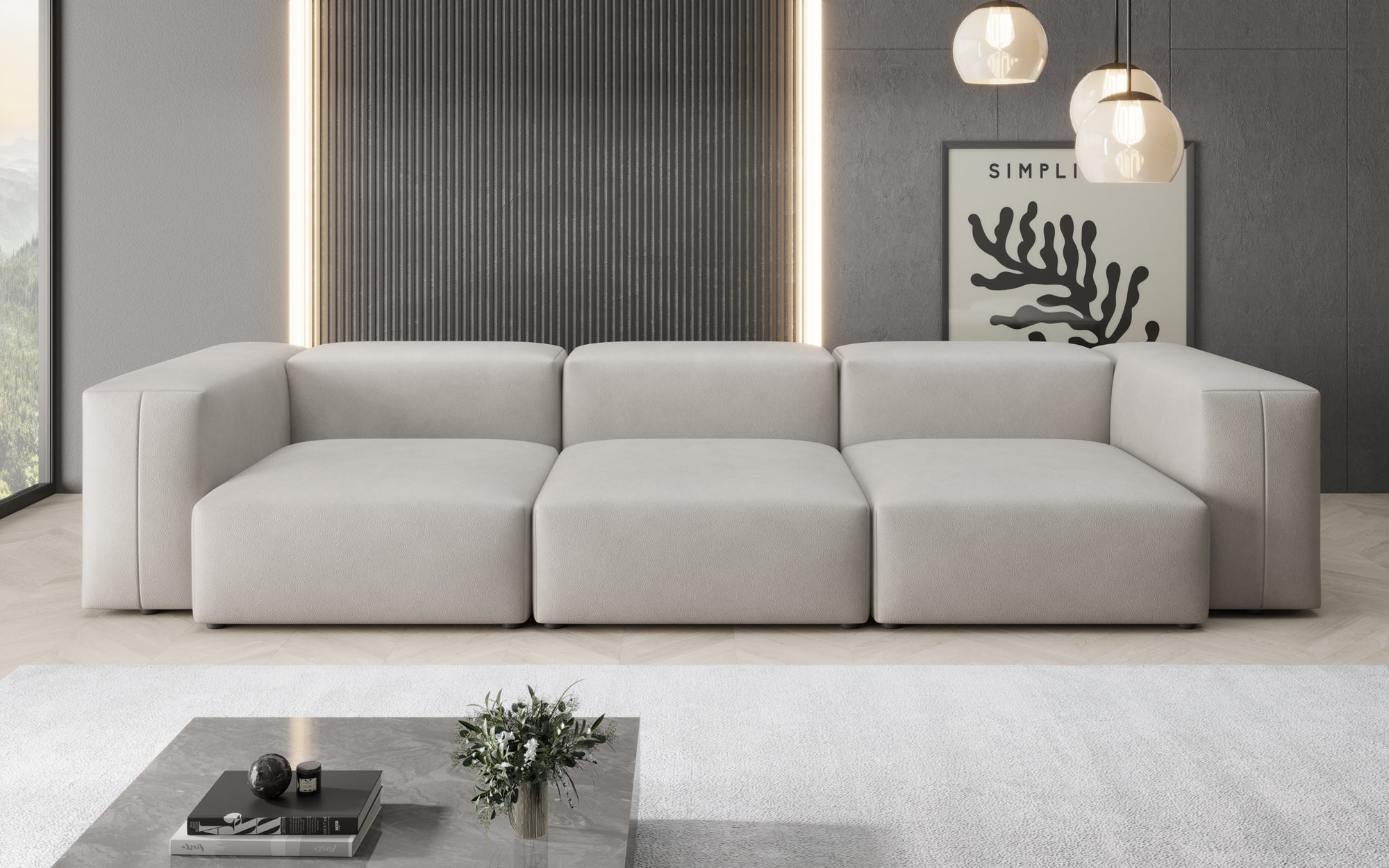 Designer 3 Sitzer Sofa Snug in Echtleder
