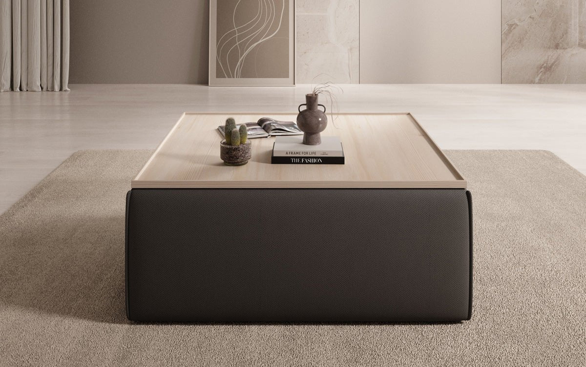 Beistellhocker/Couchtisch Lesley mit Stauraum in Stoff