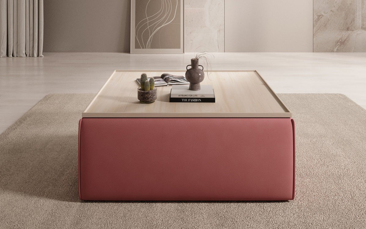 Beistellhocker/Couchtisch Lesley mit Stauraum in Stoff