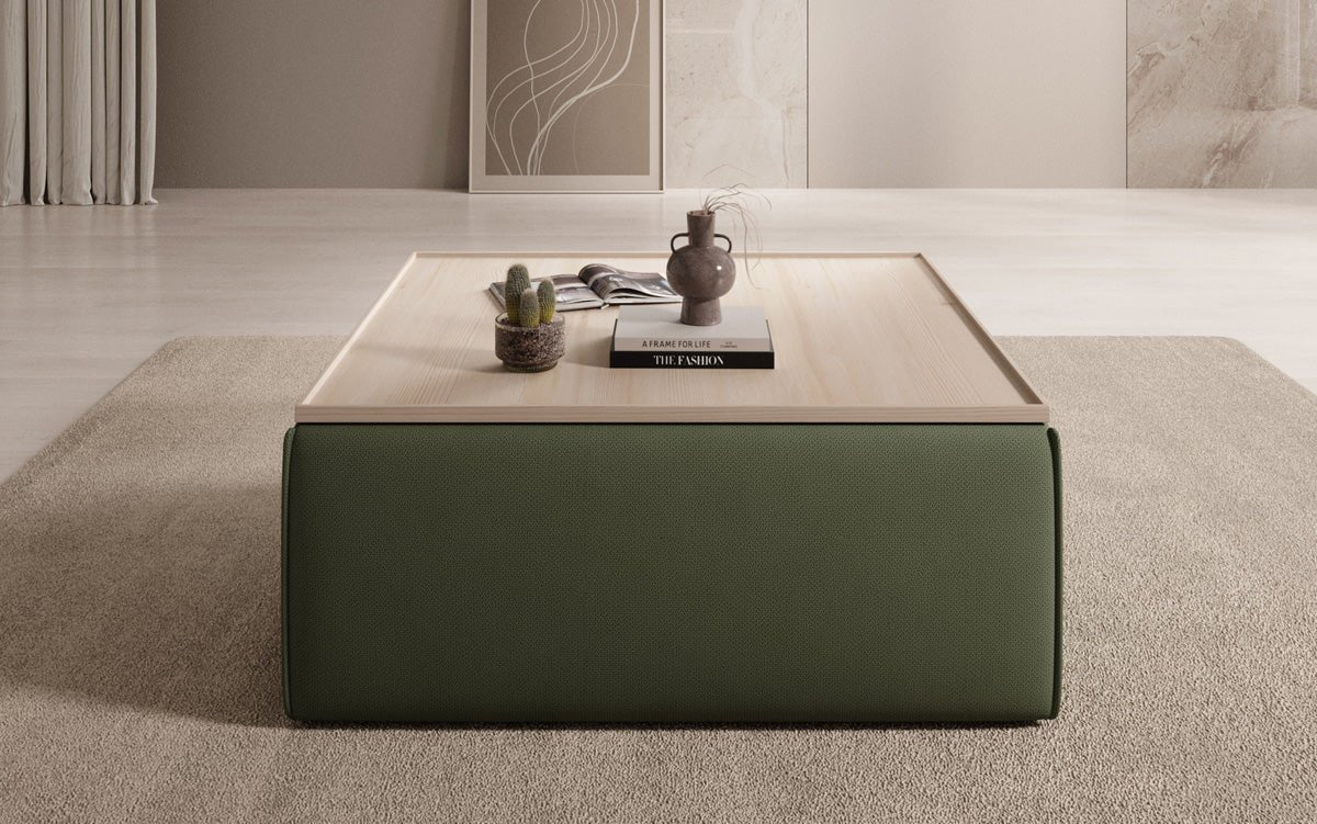 Beistellhocker/Couchtisch Lesley mit Stauraum in Stoff