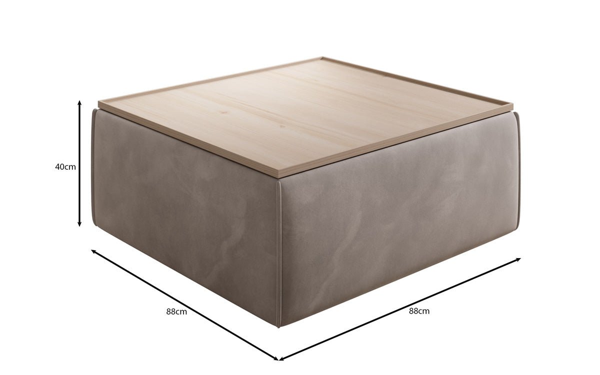 Beistellhocker/Couchtisch Lesley mit Stauraum in Stoff