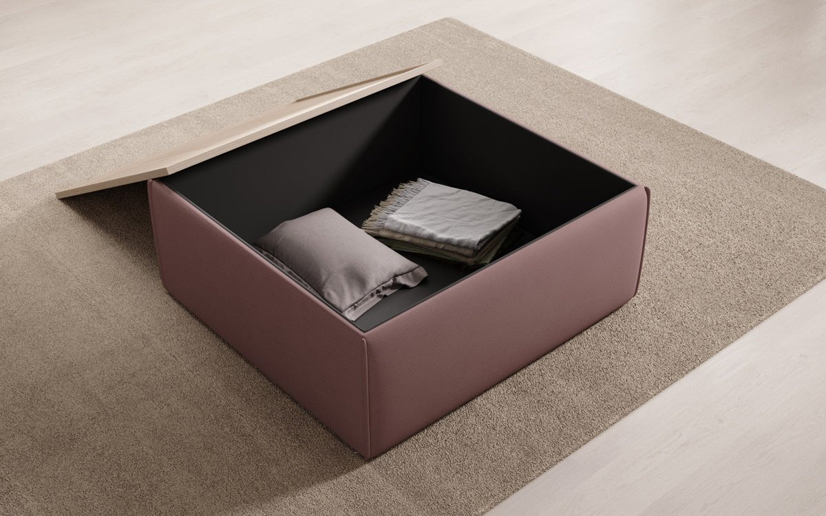 Beistellhocker/Couchtisch Lesley mit Stauraum in Stoff