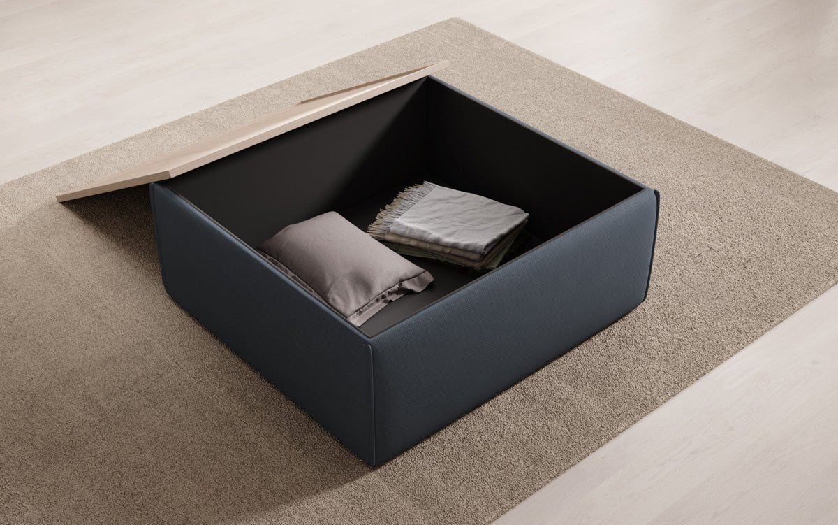 Beistellhocker/Couchtisch Lesley mit Stauraum in Stoff