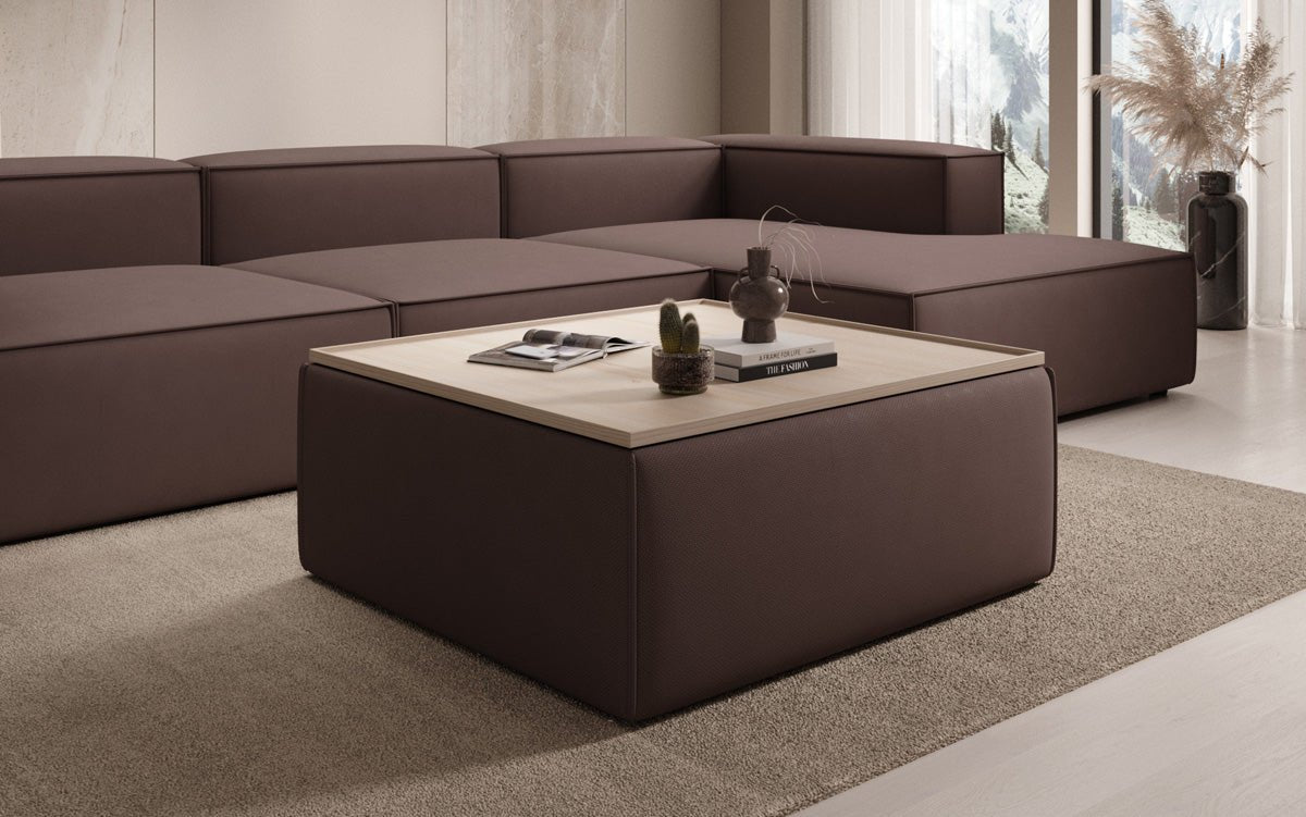 Beistellhocker/Couchtisch Lesley mit Stauraum in Stoff