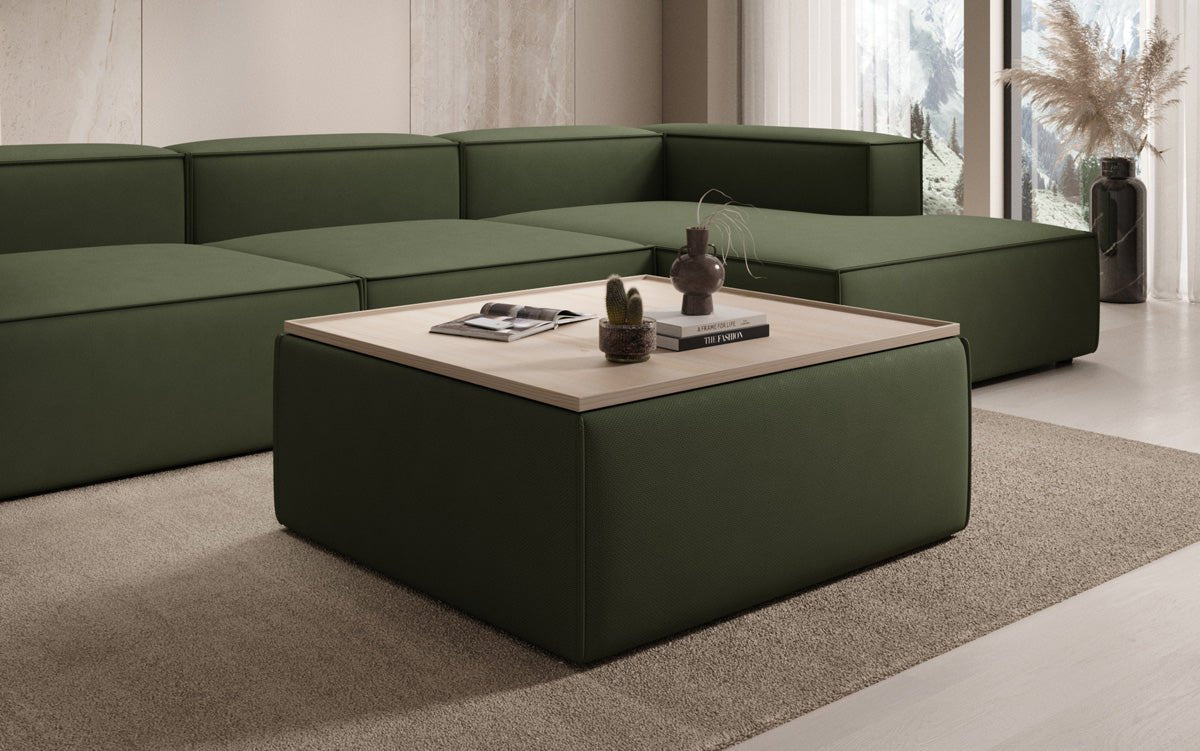 Beistellhocker/Couchtisch Lesley mit Stauraum in Stoff