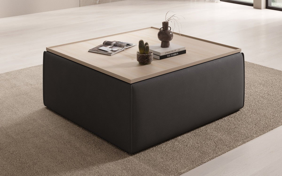 Beistellhocker/Couchtisch Lesley mit Stauraum in Stoff