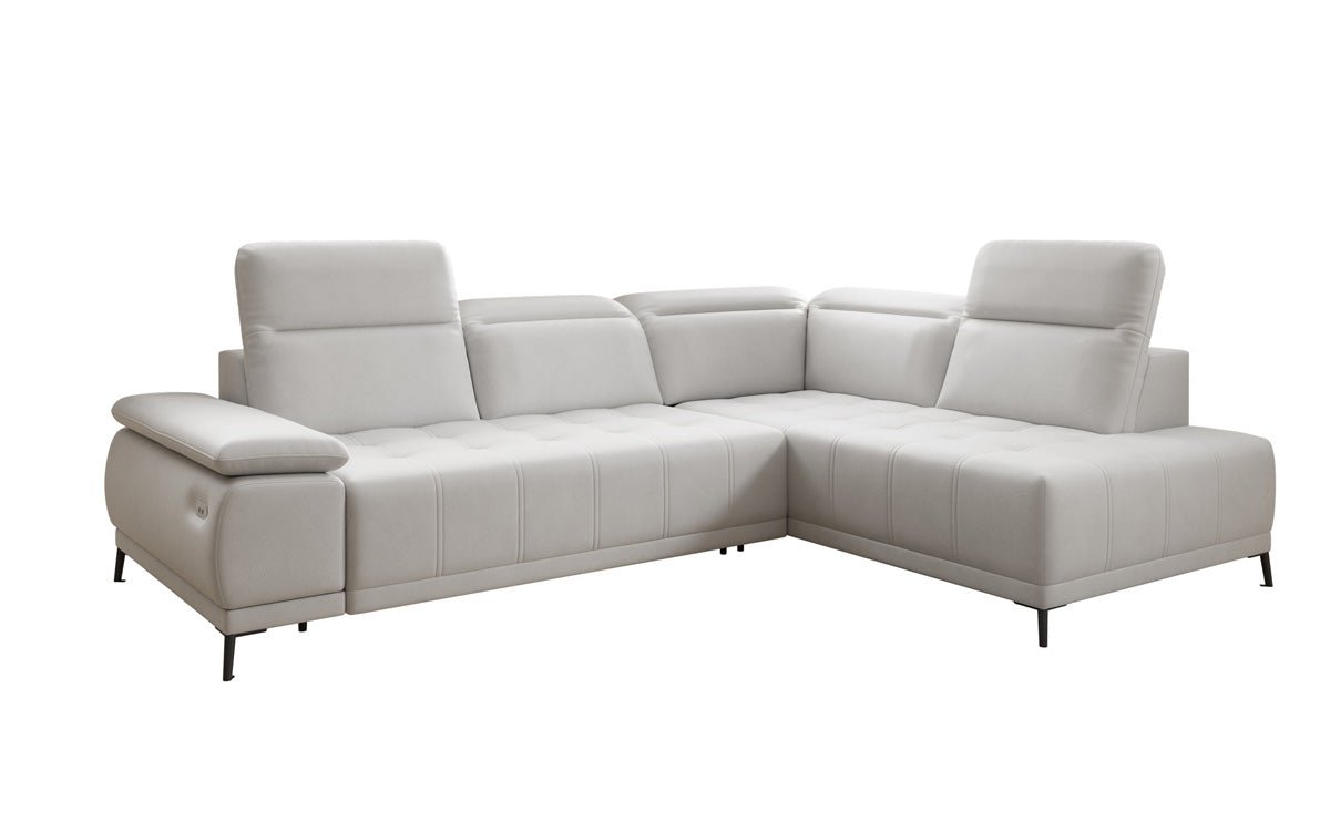 Designer L Sofa Lyra mit elektrischer Schlaffunktion in Echtleder
